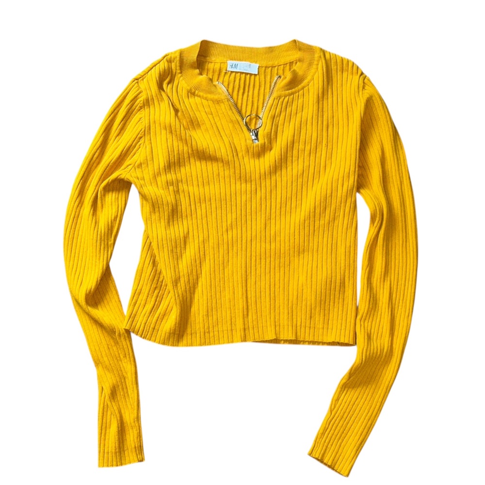 H&M Mustard Ribbed Knit Top